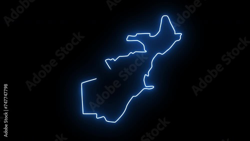 map of Comodoro Rivadavia in argentina with glowing neon effect photo