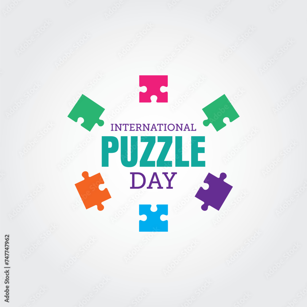 International puzzle day vector illustration. International puzzle day themes design concept with flat style vector illustration. Suitable for greeting card, poster and banner. International puzzle day vector illustration. International puzzle day themes design concept with flat style vector illustration. Suitable for greeting card, poster and banner.