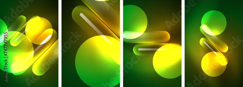Abstract composition. Aglow in neon hues against the dark, radiating energy and allure, a captivating spectacle of vibrant luminescence