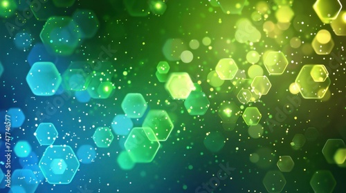 abstract blue green hexagon technology background