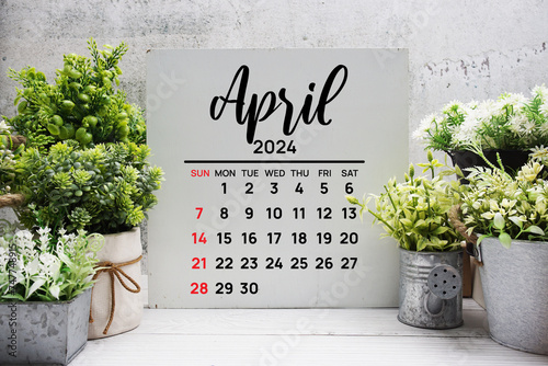 April 2024 monthly calendar for planning and management photo