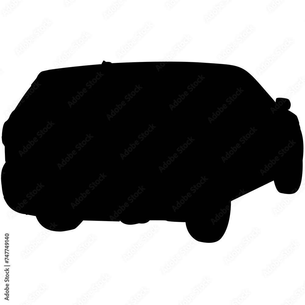 A silhouette of a modern crossover automobile A silhouette of a modern crossover automobile