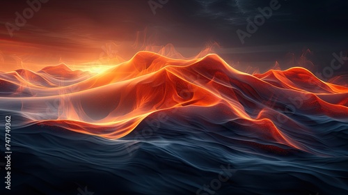 Abstract futuristic background with dark glowing wave illustrations