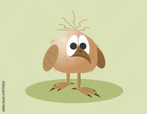 Portrait of a funny bird on a green background. About 10,000 species of birds live on earth. There are a lot of funny ones among them. April 1st is International Bird Day!
