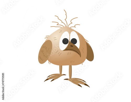 Portrait of a funny bird on a green background. About 10,000 species of birds live on earth. There are a lot of funny ones among them. April 1st is International Bird Day!