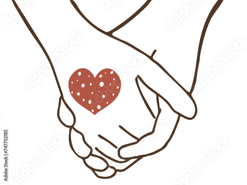 つないだ手とハート（線画内は透過性）