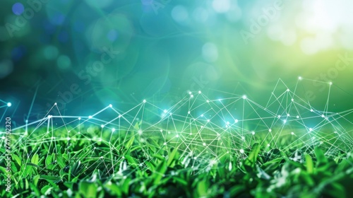grassland background with clear blue green color technology