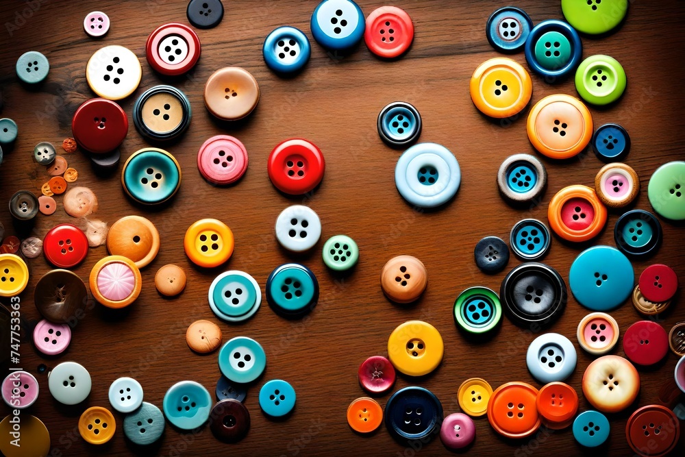 Copyspace image with multicolored sewing buttons Copyspace image with multicolored sewing buttons