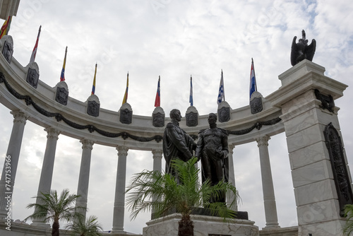View of the Rotonda Hemicircle, a monument erected to honor the historic meeting where the liberators Simón Bolívar and José de San Martín gathered in 1822 in Guayaquil, Ecuador photo