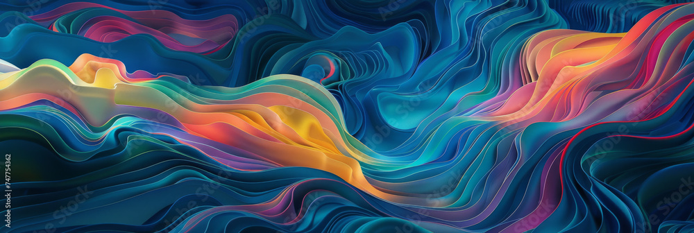 a colorful abstract background with swirling ripples, generative AI