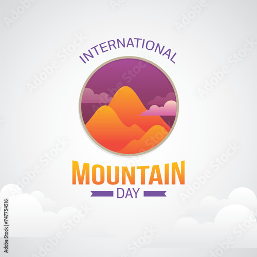 International Mountain day vector illustration. Landscape and outdoor day themes design concept with flat style vector illustration. Suitable for greeting card, poster and banner. 