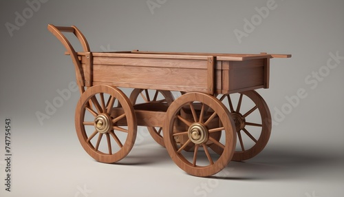Wooden ox cart, farm, Generative Ai