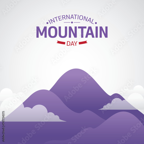 International Mountain day vector illustration. Landscape and outdoor day themes design concept with flat style vector illustration. Suitable for greeting card, poster and banner. 