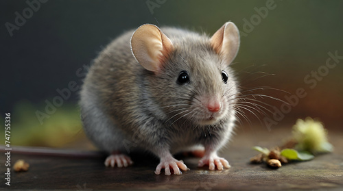 Cute grey mouse close up. Genrative.ai 