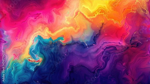 Abstract neon liquid wavy background. Liquid art, marbling texture, digital illustration, neon wallpaper photo