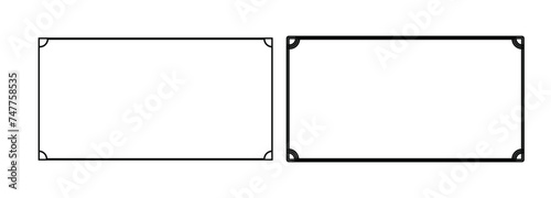  Rectangle vintage black frame for web presentation, double line horizontal border in oriental style for work project ,png vector illustration