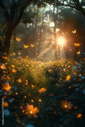  Fireflies Dancing in the Moonlight Forest Photo 4K