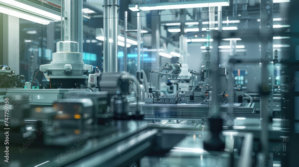 High-tech machinery in a clean and organized industrial setting. High-tech machinery in a clean and organized industrial setting.
