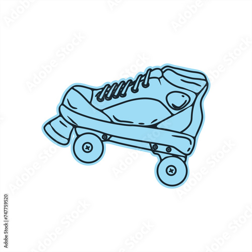 four wheeled shoes in line art style illustration for sticker template