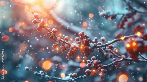 Whispers of Winter and Warmth, A Captivating Fusion of Icy Berries and Sun Kissed Blooms © Ziyasier