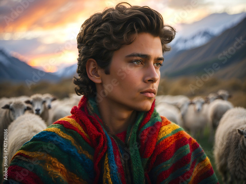 Joseph wearing a coat of many colors. Biblical theme concept. photo