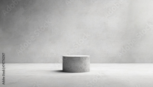 Round podium on gray concrete background