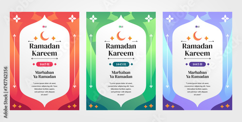 Set of Islamic A4 Poster Flyer for Ramadhan Celebration with Ramadan Kareem Writing