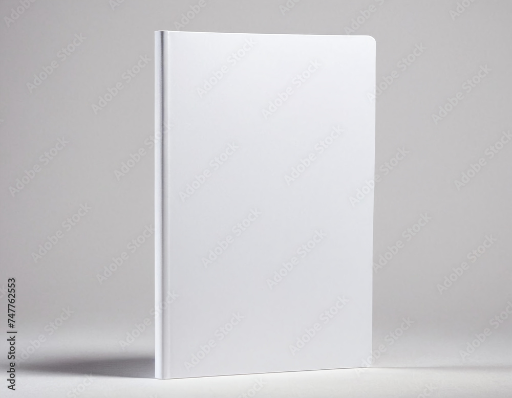 Minimalistic white hardcover book standing upright against a neutral gray background, showcasing a clean and modern design. Minimalistic white hardcover book standing upright against a neutral gray background, showcasing a clean and modern design.