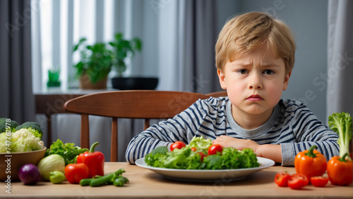 Child is very unhappy with having to eat vegetables