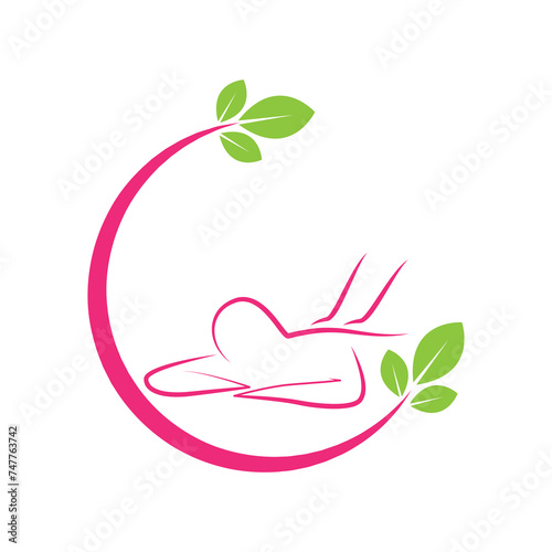 crescent leaves spa massage logo design