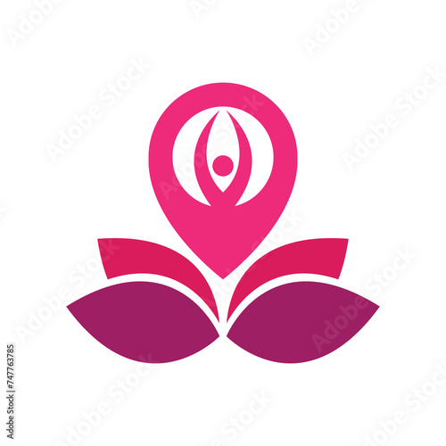 pin map location yoga wellness flowers logo design