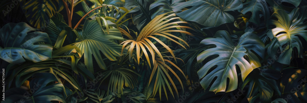 Panorama view of tropical nature abstract background. Summer and environment concept. Generative ai.