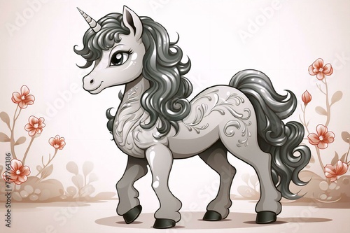 Cartoon picture of a unicorn