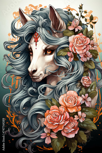 horse and flowers