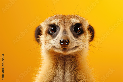 Detailed image of small animal against vibrant yellow backdrop