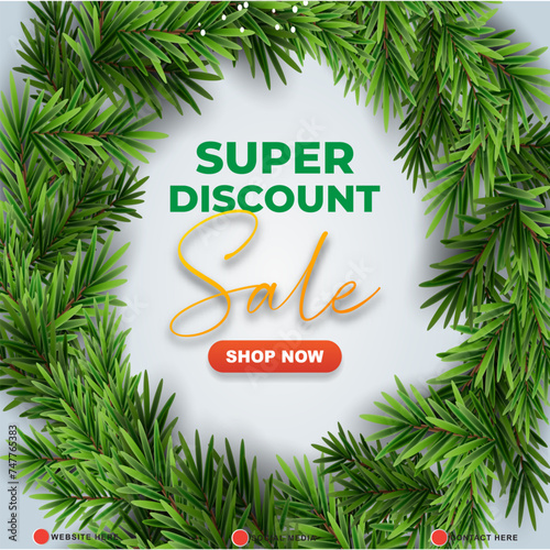 super discount sale template banner with copy space for product sale with abstract gradient green and white background design