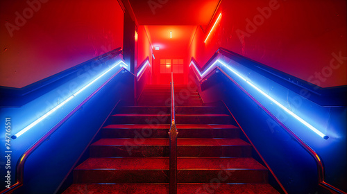 Vibrant Neon Tunnel: Abstract Modern Design with Pink and Blue Lights, Futuristic Space for Creative Imagination