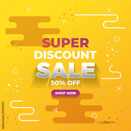 super discount sale template banner with blank space for product sale with abstract gradient yellow background design