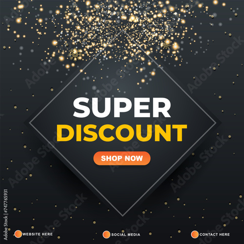 super discount sale template banner with copy space for product sale with abstract gradient black background design