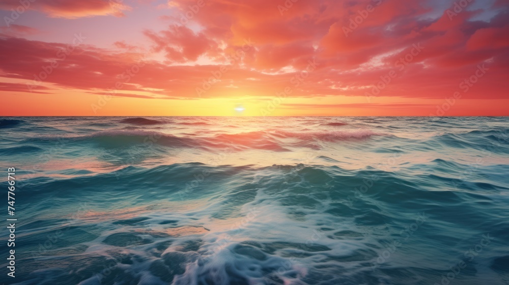 Obraz premium beach with blur background of sea on sunrise, Print media, Illustration, Banner, for website, copy space, for word, template, presentation