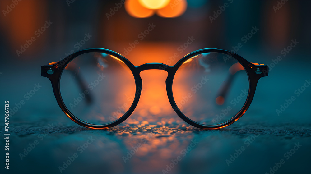 glasses in front of religious background - obrazy, fototapety, plakaty 