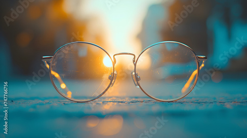 glasses in front of road, Generative Ai