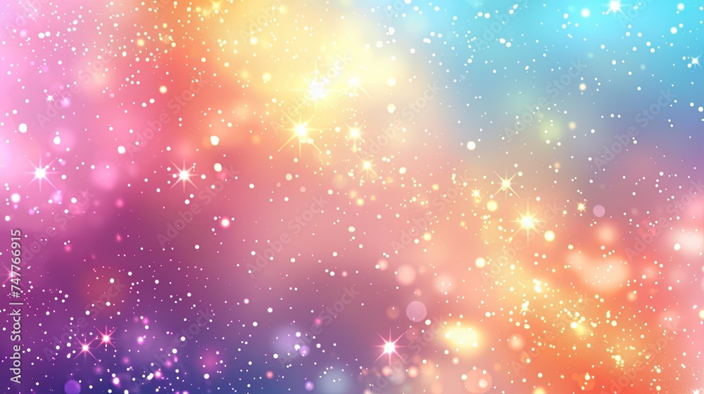 Glittering gradient background with hologram effect and magic lights bokeh