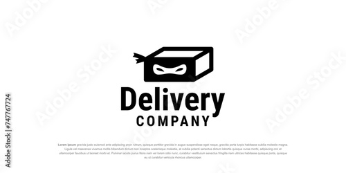Ninja Box Delivery Logo Design Vector Template