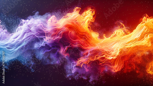 Cosmic Dust Explosion, Abstract Black Background with Colorful Fantasy Effect, Universe Creation Concept, Vibrant Space and Science Art