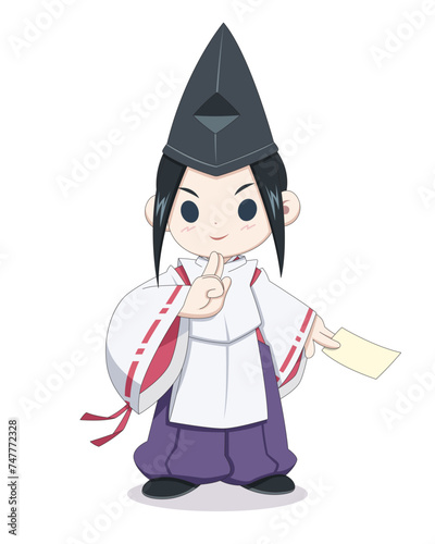Cute style Japanese shaman onmyoji illustration
