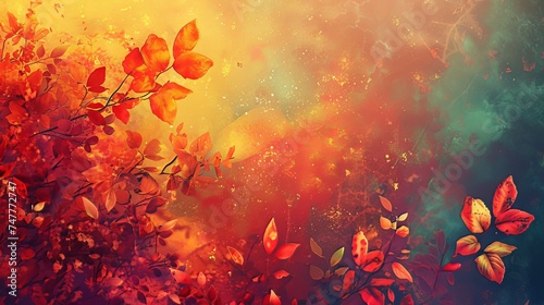 The autumn leaves background in watercolor style adds a touch of artistic charm.