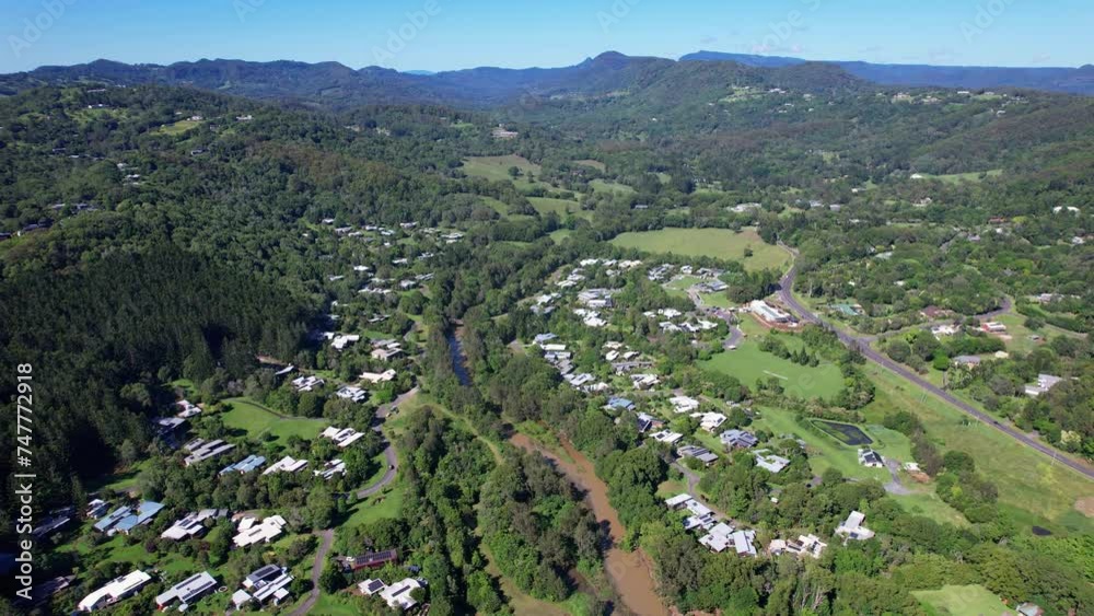 Currumbin Valley Residential Area In Gold Coast, QLD, Australia - Aerial Drone Shot