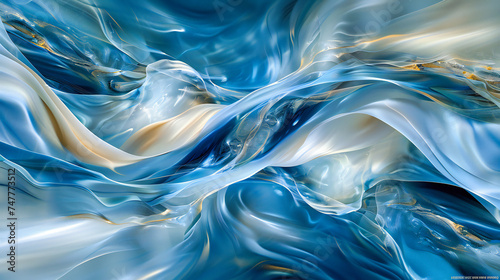 Smooth Blue Wave Abstraction, Elegant Digital Background, Concept of Flow and Energy, Futuristic Design Illustration
