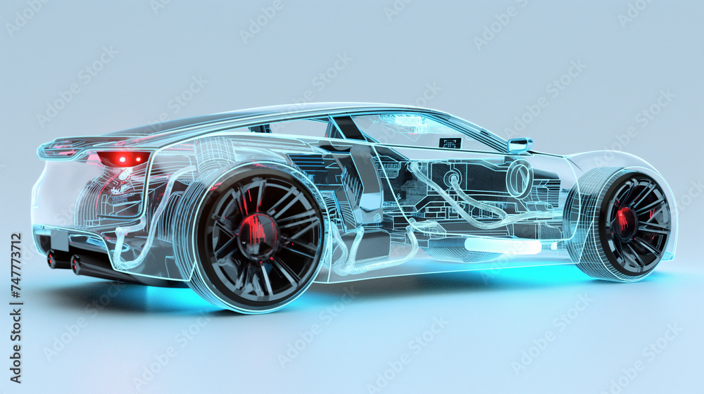 Supersportwagen Studie mit zukunftsorientiertem Design Transparantes High Tech End Auto zeigt Zukunft der Mobilität Generative AI Supersportwagen Studie mit zukunftsorientiertem Design Transparantes High Tech End Auto zeigt Zukunft der Mobilität Generative AI